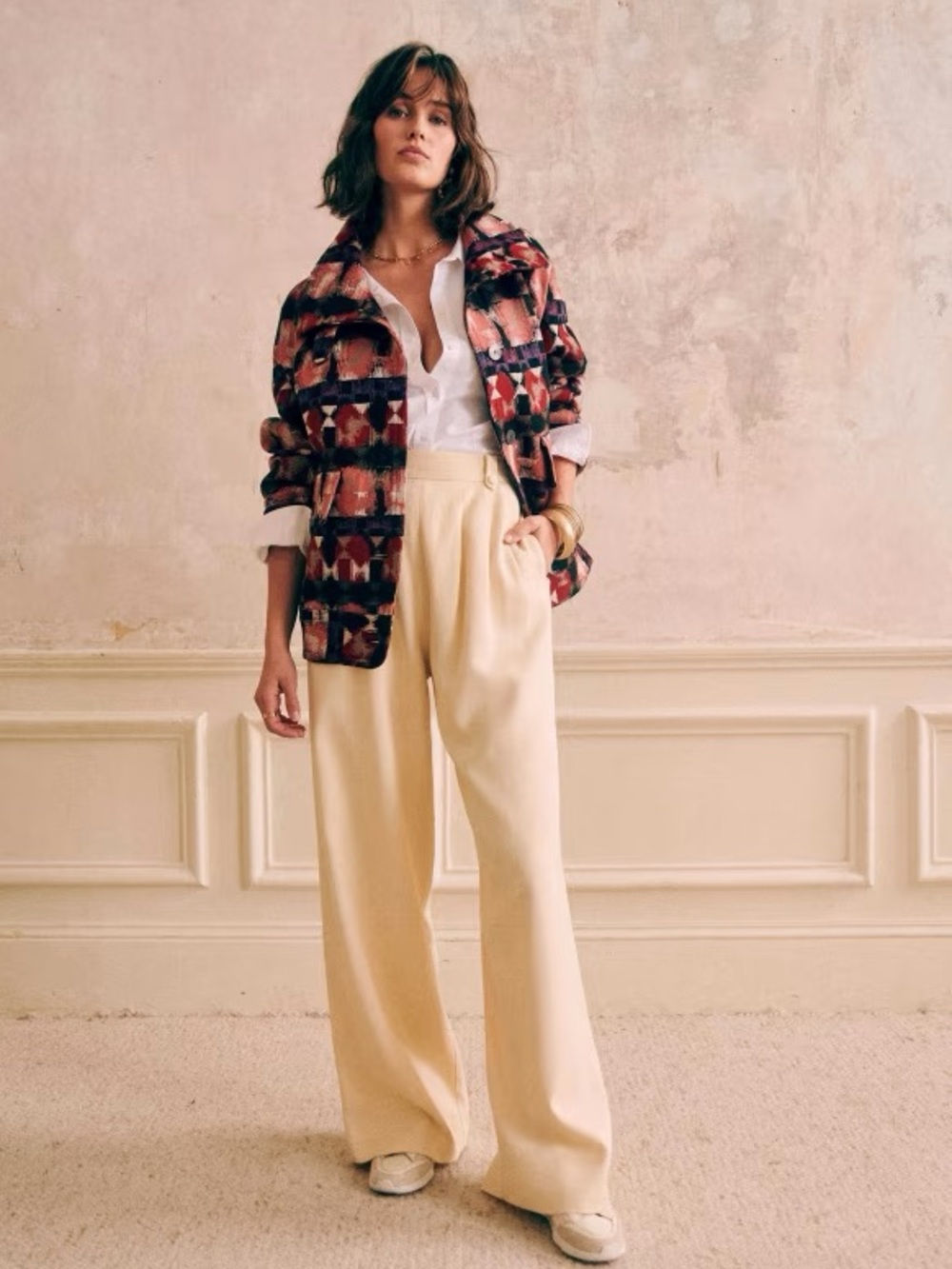 Sezane Leo Coat Jacquard Rose size 34 - Picture 2 of 9